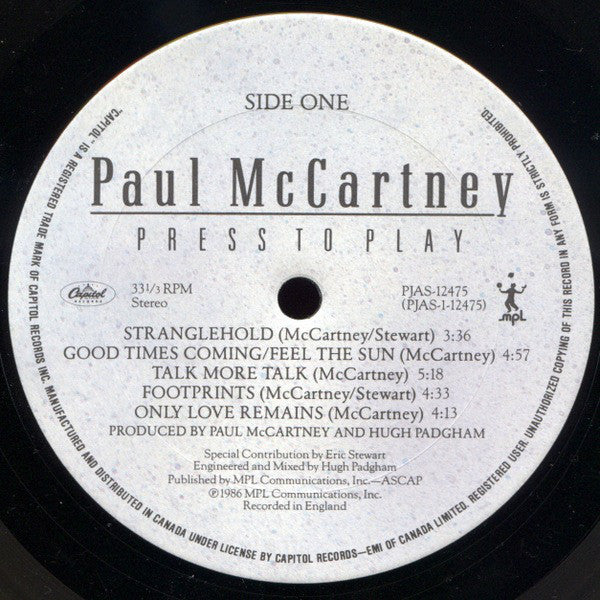 Paul McCartney : Press To Play (LP, Album, Gat)
