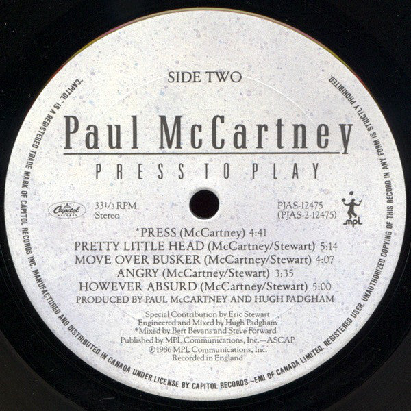 Paul McCartney : Press To Play (LP, Album, Gat)
