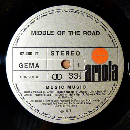 Middle Of The Road : Music Music (LP, Album, Gat)