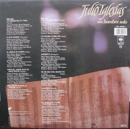 Julio Iglesias : Un Hombre Solo (LP, Album)