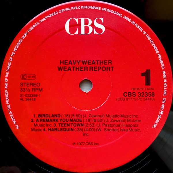 Weather Report : Heavy Weather (LP, Album, RE)
