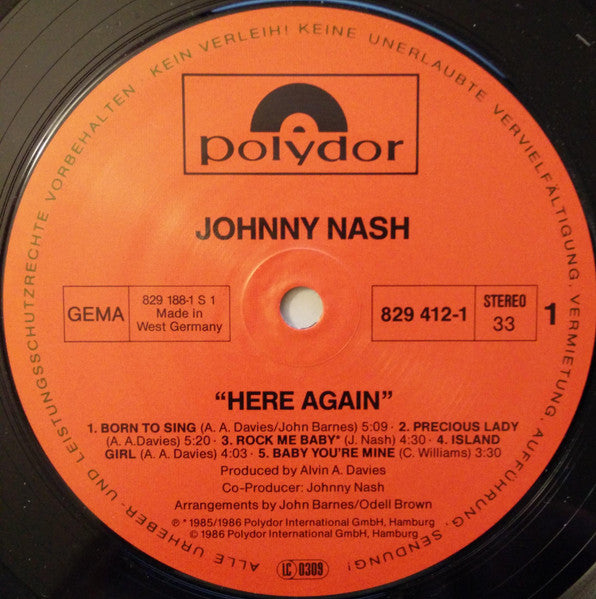 Johnny Nash : Here Again (LP, Album)