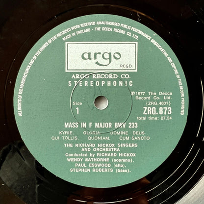 Johann Sebastian Bach, The Richard Hickox Singers And The Richard Hickox Orchestra : Mass In F Major BWV 233 / Mass In A Major BWV 234 (LP)