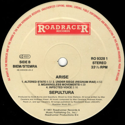 Sepultura : Arise (LP, Album)