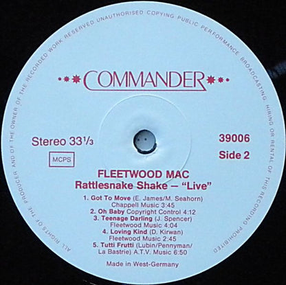 Fleetwood Mac : Rattlesnake Shake - "Live" (LP)