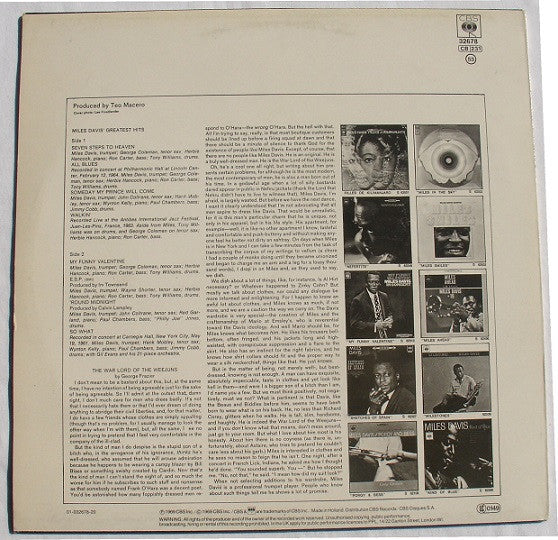 Miles Davis : Miles Davis' Greatest Hits (LP, Comp, RE)