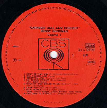 Benny Goodman : The Famous 1938 Carnegie Hall Jazz Concert (2xLP, Gat)