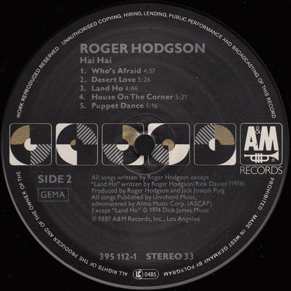Roger Hodgson : Hai Hai (LP, Album)