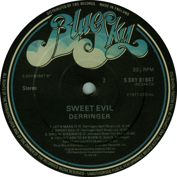 Derringer (2) : Sweet Evil (LP, Album)