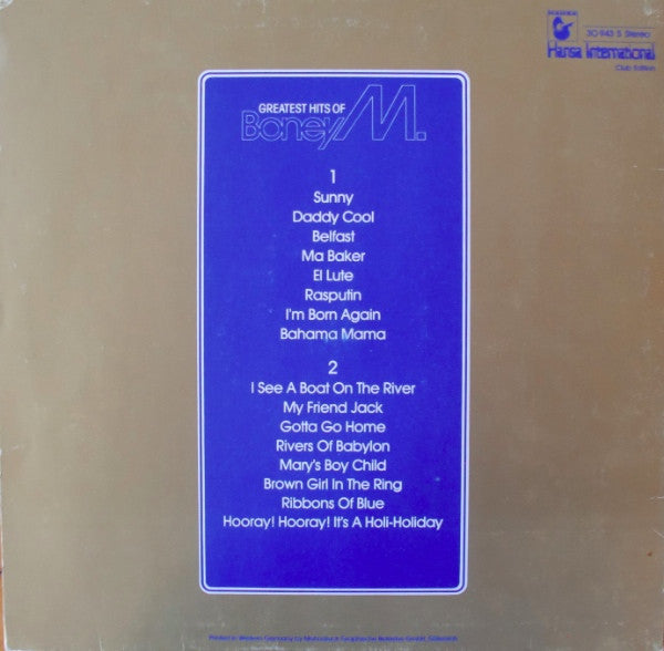 Boney M. : Greatest Hits Of Boney M. (LP, Comp, Club)