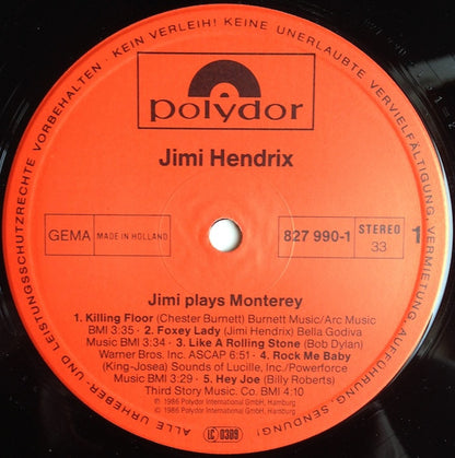 Jimi Hendrix : Jimi Plays Monterey (Original Motion Picture Sound Track) (LP, Album, RM)