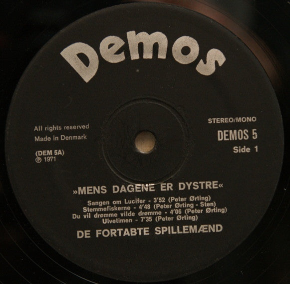 De Fortabte Spillemænd : "Mens Dagene Er Dystre" (LP, Album, Bla)