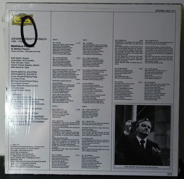 Johann Sebastian Bach - Karl Richter, Münchener Bach-Orchester, Münchener Bach-Chor : Matthäus-Passion = St. Matthew Passion - Auszüge = Excerpts (LP)