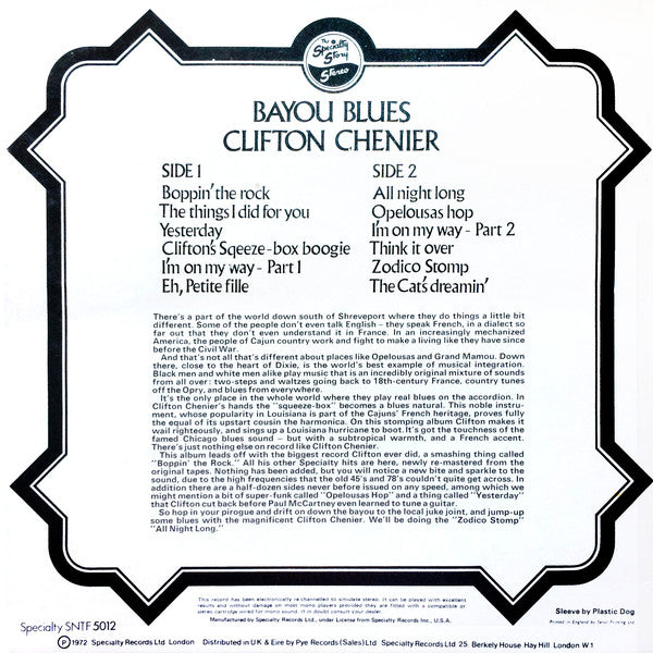 Clifton Chenier : Bayou Blues  (LP, Comp, RM)