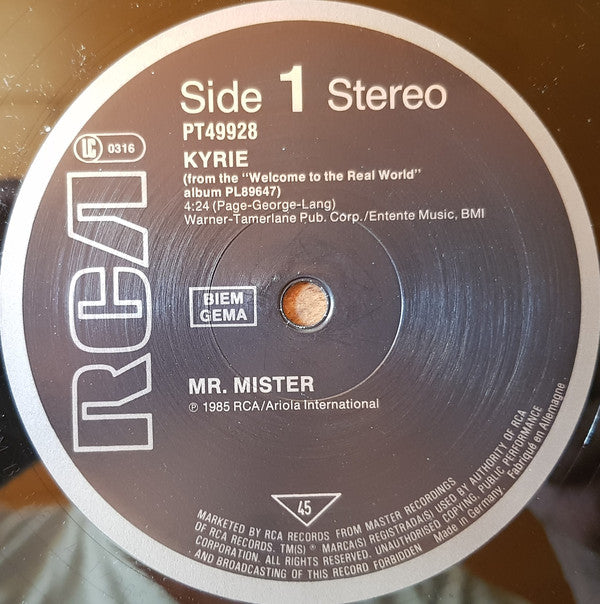 Mr. Mister : Kyrie (12", Maxi)