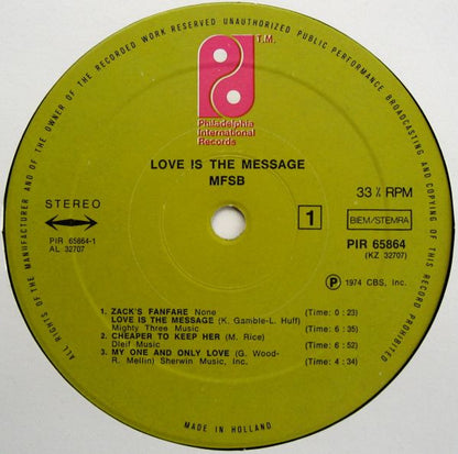 MFSB : Love Is The Message (LP, Album, RP)