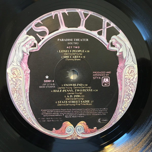 Styx : Paradise Theatre (LP, Album, Club, Etch, Gat)