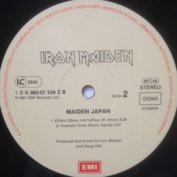 Iron Maiden : Maiden Japan (12", EP)