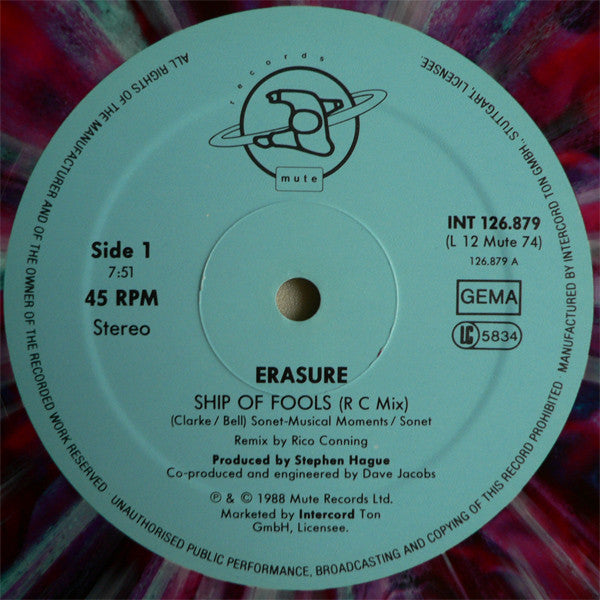 Erasure : Ship Of Fools (12", Maxi, Ltd, Mar)