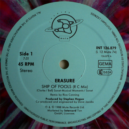 Erasure : Ship Of Fools (12", Maxi, Ltd, Mar)