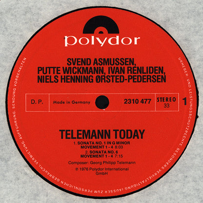 Georg Philipp Telemann, Svend Asmussen, Putte Wickmann*, Ivan Renliden, Niels Henning Ørsted-Pedersen* : Telemann Today (LP, Album)