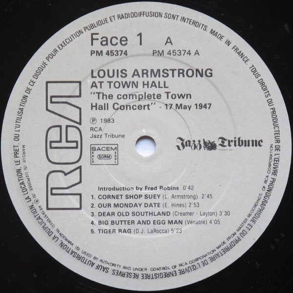 Louis Armstrong : Louis Armstrong At Town Hall "The Complete Town Hall Concert" 17 May 1947 (2xLP, Album, Gat)