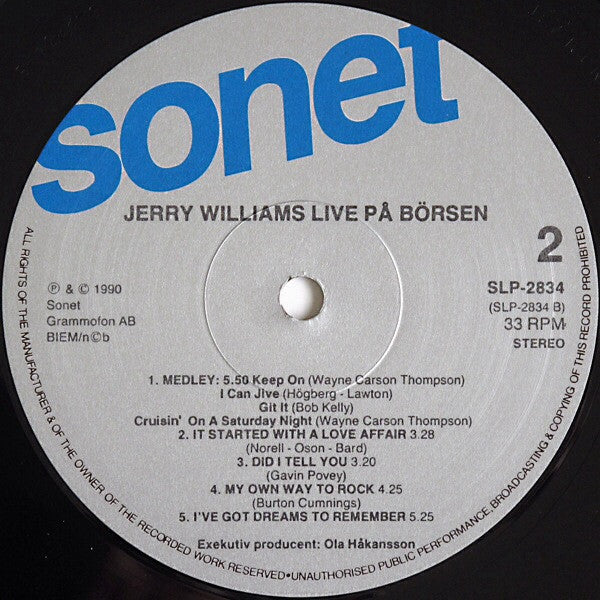 Jerry Williams (3) : Live På Börsen (LP, Album)