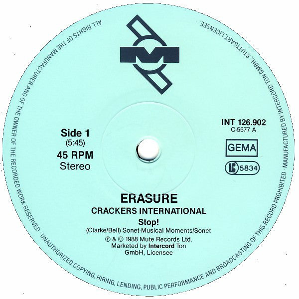 Erasure : Crackers International Part II (12", Maxi)