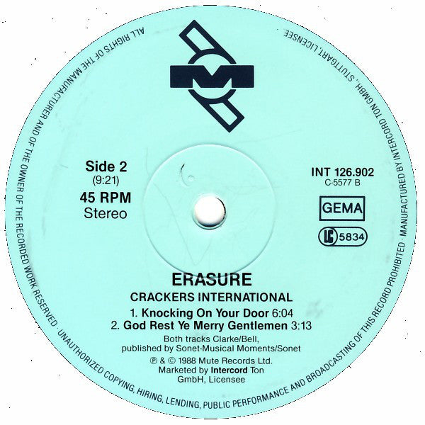 Erasure : Crackers International Part II (12", Maxi)