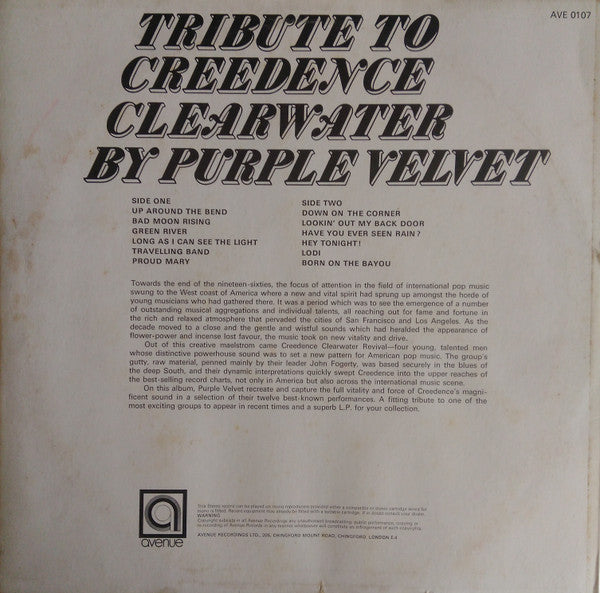 Purple Velvet (2) : Tribute To Creedence Clearwater (LP, Album)