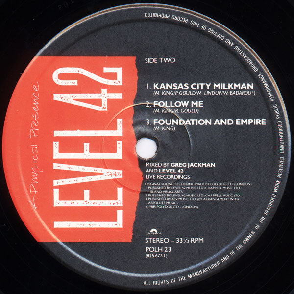 Level 42 : A Physical Presence (2xLP, Album)