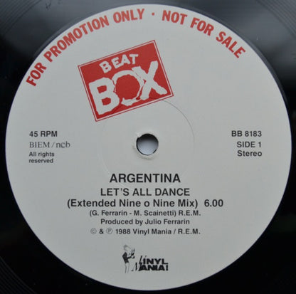 Argentina : Let's All Dance (12", Maxi, Promo)
