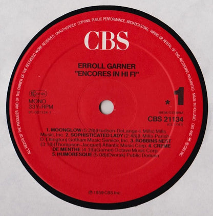Erroll Garner : Encores In Hi Fi (LP, Album, Mono, RE)