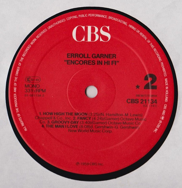Erroll Garner : Encores In Hi Fi (LP, Album, Mono, RE)