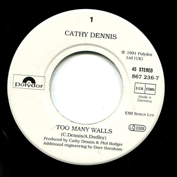 Cathy Dennis : Too Many Walls (7", Single)
