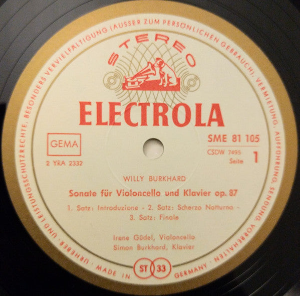 Willy Burkhard : Sonate Für Violoncello Und Klavier Op. 87 / Suite Für Flöte Solo Op. 98 / Serenade Für Flöte Und Klarinette Op. 92 (LP, Album)