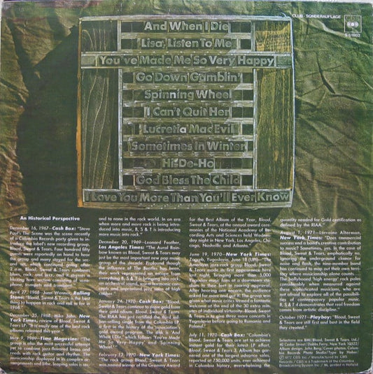 Blood, Sweat And Tears : Blood, Sweat & Tears Greatest Hits (LP, Comp, Club)
