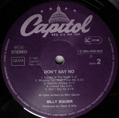 Billy Squier : Don't Say No (LP, Album)