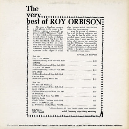 Roy Orbison : The Very Best Of Roy Orbison (LP, Comp, RE)