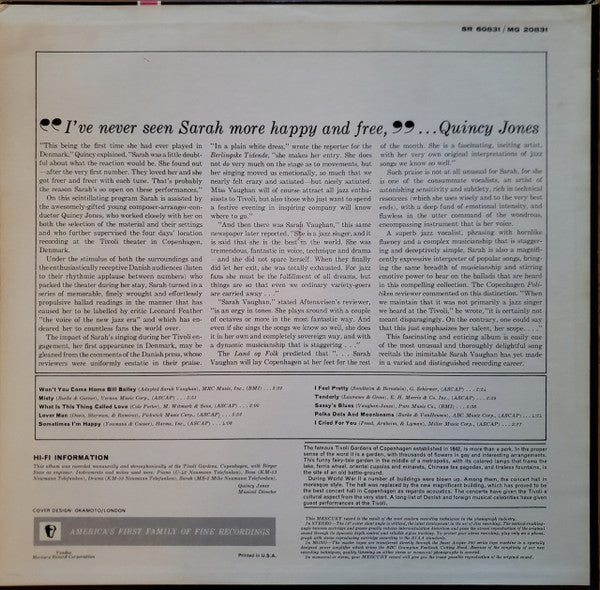 Sarah Vaughan : Sassy Swings The Tivoli (LP, Album)