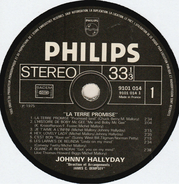 Johnny Hallyday : La Terre Promise (LP, Album)