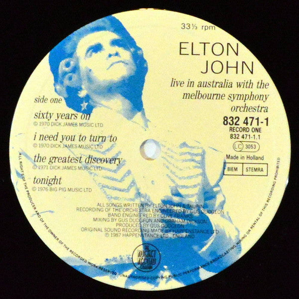 Elton John With The Melbourne Symphony Orchestra* : Live In Australia (2xLP, Album, Gat)