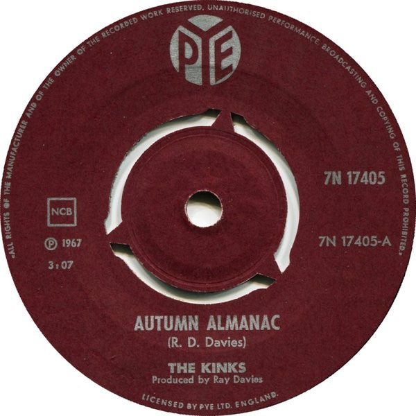 The Kinks : Autumn Almanac / David Watts (7", Single)