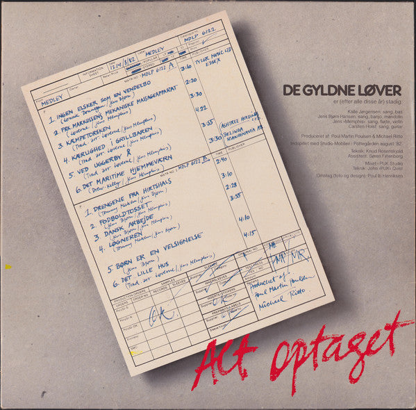 De Gyldne Løver : Alt Optaget (LP, Album)