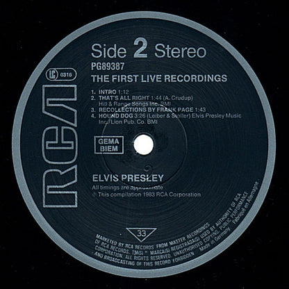 Elvis Presley : The First Live Recordings  (LP, Album)
