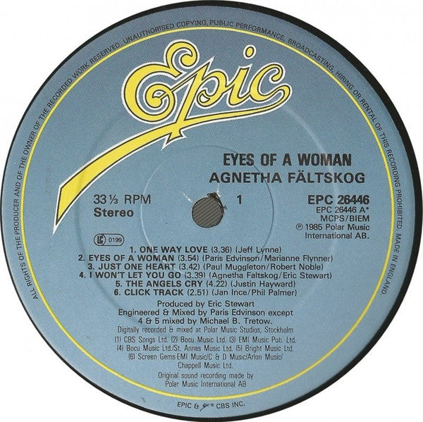 Agnetha Fältskog : Eyes Of A Woman (LP, Album)