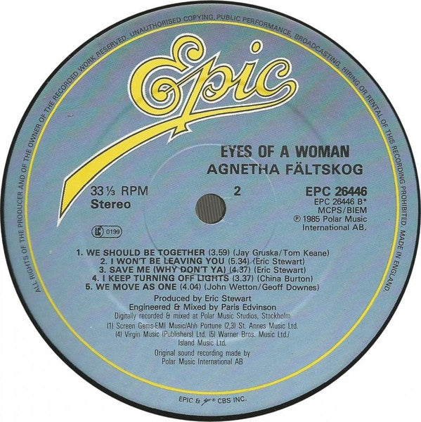 Agnetha Fältskog : Eyes Of A Woman (LP, Album)