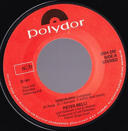 Peter Belli : Teddybjørn / Drømmer (7", Single)