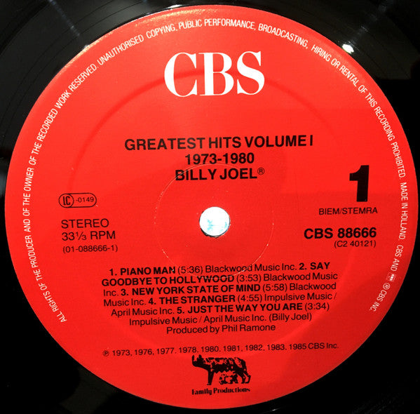 Billy Joel : Greatest Hits Volume I & Volume II (2xLP, Comp, Gat)