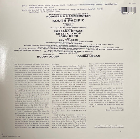Rodgers & Hammerstein : RCA Victor Presents Rodgers & Hammerstein's South Pacific (An Original Soundtrack Recording) (LP, Album, RE)